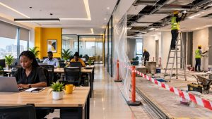 Office Renovation In Progress While Staff Continue Working Lagos